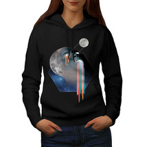 Wellcoda Moon Trendy Print Womens Hoodie, Galaxy Casual Hooded Sweatshirt - £29.11 GBP