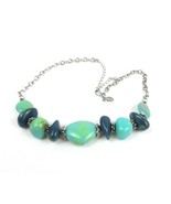PARK LANE Faux Turquoise Stone Beaded Chain Silver Tone Necklace Signed EUC - $23.82 CAD