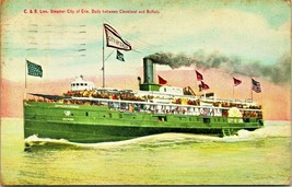C &amp; B Line Steamer City of Erie Cleveland to Buffalo 1911 C&amp;B line Postcard - £10.20 GBP