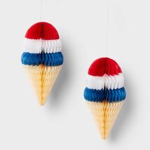 Sun Squad 2ct Honeycomb Hanging Ice Cream Cone Dangler Red White Blue - €1,80 EUR Sun Squad 2ct Honeycomb Hanging Ice Cream Cone Dangler Red White Blue - €1,80 EUR