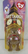 Nib Retired Britannia The Bear Ty Beanie Baby With Rare Errors Oakbrook 1993 - £189.24 GBP