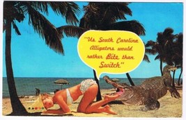 South Carolina Risque Postcard Myrtle Beach Alligators Bite Than Switch - £2.33 GBP