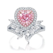 Luxury 925 Sterling Silver Heart 1CT Pink Sapphire Created Moissanite Gemstone E - £53.69 GBP