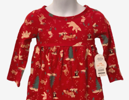 Wonder Nation Girls Winter Animals Knit Dress Size 12M Red Pockets - £10.16 GBP