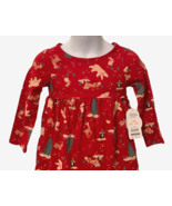 Wonder Nation Girls Winter Animals Knit Dress Size 12M Red Pockets - £10.05 GBP