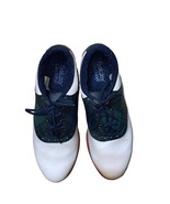 Footjoy Women’s White Green Plaid Lace Up Spiked Golf Shoes Size 7.5M - $33.23