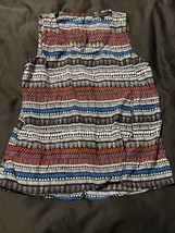 Sara Michelle Sleeveless Multicolor Geometric Print Top Black White Red ... - $195.30 MXN
