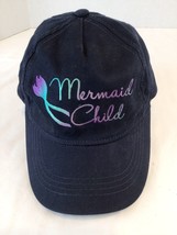 Mermaid Child Woman&#39;s Hat Dark Blue Ombré-Lettered Ball Cap By Icing Tulips - £6.36 GBP