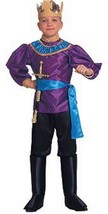 Deluxe Renaissance Faire Little King Purple Blue Costume w/Crown, Rubies... - $29.99