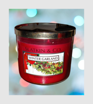 Slatkin &amp; Co. Triple Wick Candle Winter Garland Never Lit - £19.47 GBP