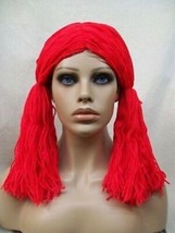 Adult Red Yarn Rag Doll Girl Wig Pigtails Raggedy Ann Ragdoll Circus Clown Anne - £10.98 GBP
