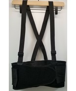 I) Black Nylon Back Support Belt with Suspenders Size Large - £4.73 GBP