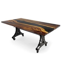 Walnut Live Edge Slab Dining Tabletop - Black River Epoxy - 80 x 40 x 2&quot; - £4,786.31 GBP