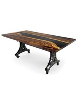 Walnut Live Edge Slab Dining Tabletop - Black River Epoxy - 80 x 40 x 2&quot; - $6,006.33