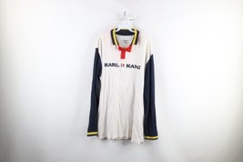 Vintage 90s Karl Kani Mens Large Thrashed Spell Out Long Sleeve Rugby Polo Shirt - £31.61 GBP