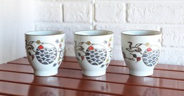 Pack Of 4 Japanese Sakura Cherry Blossom White Crane Ceramic Tea Cups Te... - $22.99