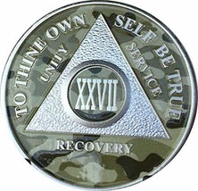 27 Year AA Medallion Camo Silver Plated Camouflage Color Chip - $17.81