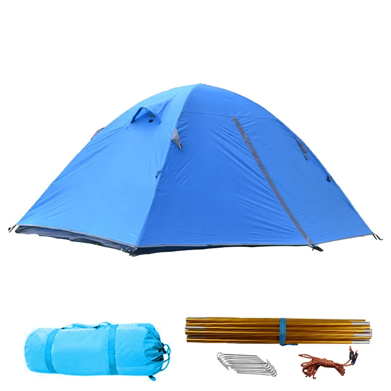 Portable CampingTent 2 Person Aluminum Pole Lightweight Backpacking Tent Double - £58.77 GBP