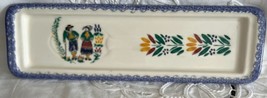 Vintage Quimper CPC Spoon Rest 10 3/4&quot; Length Flowers + People France - $13.56 CAD