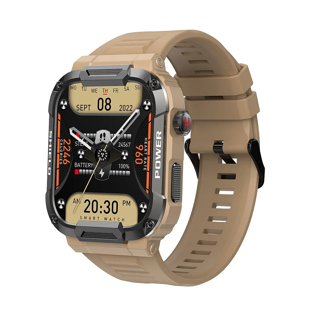  1.85 Outdoor Military Smart Watch Men Bluetooth Call Smartwatch For Android IOS - £78.74 GBP