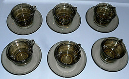 Arcoroc France Smokey Gray Coffee Tea Juice Water Cups and Saucers 1 Lot of 6. - £30.86 GBP