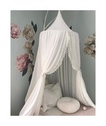 Kids Bed Canopy With Pom Pom Hanging Net For Baby Crib Nook Castle Game ... - £58.97 GBP