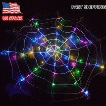 Halloween Props Led Spider Web Outdoor Party Light Up Cobweb Lighting Decor - £12.64 GBP