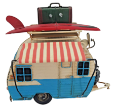 Unbranded Metal Camper With Awning Surfboard Rack Luggage Vintage Home Decor - £63.16 GBP