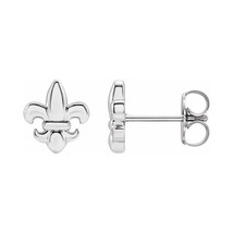 Platinum Fleur-de-Lis Stud Earrings - £381.51 GBP