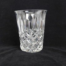 Cut Glass Crystal Flared Vase 8 5/8&quot; tall star diamond vertical patterns 7&quot; wide - £30.93 GBP