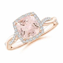 ANGARA Twisted Shank Cushion Morganite Engagement Ring in 14K Gold (AA, Size-7) - $1,565.10