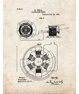 Tesla Alternating Motor Patent Print - Old Look - $9.95+