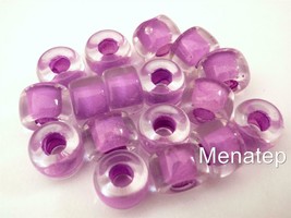 25 5 x 9mm Czech Glass Roller Beads: Crystal - Orchid Lined - £2.07 GBP