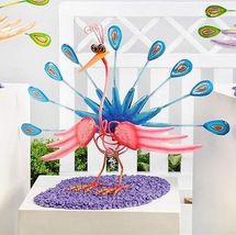 Peacock Garden Statue 13.7" High Metal Zany Bird Animated Bright Colors Home image 3