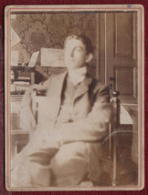 Late 19th c Original Vintage Cardboard Photo Man Antique Suit Portrait Sitting - £6.68 GBP