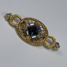 Vintage Faux Rhinestones Gold-Tone Brooch Pin 1970&#39;s or 1980&#39;s - $14.03