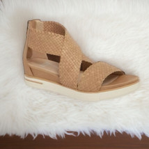$235 Eileen Fisher Vintage Woven Leather Sandal 7 Natural Comfy Strappy NIB - $110.19