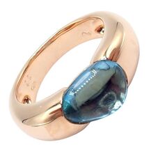 Rare! Authentic Pomellato 18k Rose Gold Sassi Large Blue Topaz Ring Sz 6.5 - $3,300.00