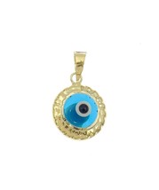 14k Yellow Gold Blue Evil Eye Pendant Charm 0.8g - £61.44 GBP