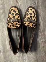 Tory Burch Gemini Link Genuine Calf Hair Fur Leather Loafers Leopard Print 6.5 M - £36.97 GBP