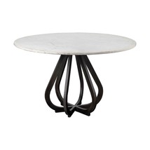 48" Round White Marble Top Black Base Dining Table - $31,610.54 MXN