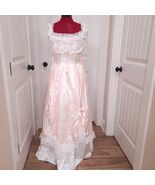 Vintage Gunne Sax Dress sz 7 peach pink stripes Lace Prairie Victorian s... - $235.00