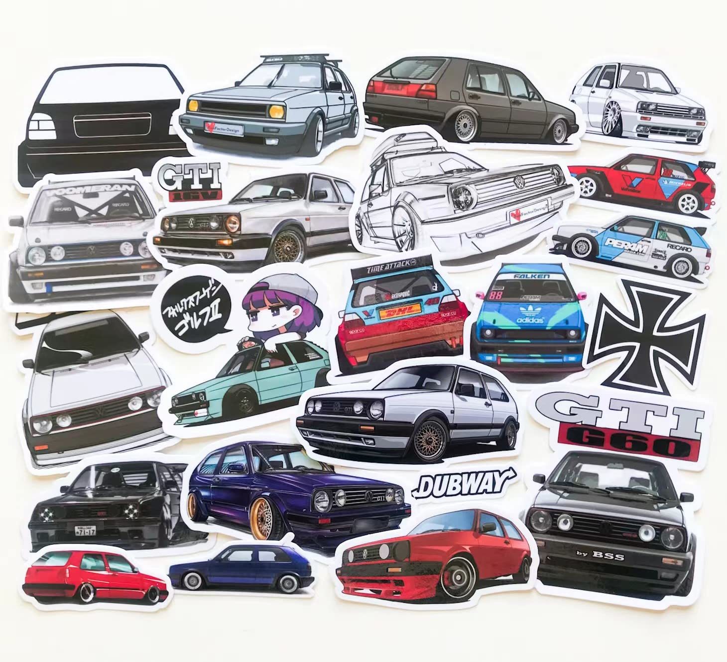 22pc Classic Mk2 Golf GTI G60 16v 8v Vinyl Stickers vinyl decal German c... - $7.84