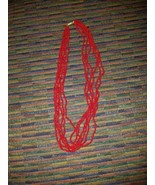 Red colored 6 strand 20&quot; beaded necklace - $20.37 CAD