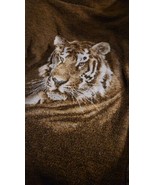 Reversible Big Cat Tiger Brown Fleece Blanket Throw 54 x 74 - $17.72