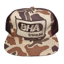 BHA Group Inc Snapback Mesh PATCH Camouflage CAMO Hat Cap Vintage ~ Unwo... - £17.56 GBP
