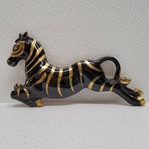 Vintage Lefton Black and Gold Zebra Wall Decor Plaque Foil Label Japan - $56.12