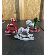 Set of 3 Vintage Wooden Rocking Horse 3.5&quot; Christmas Ornaments Taiwan - $25.00 CAD