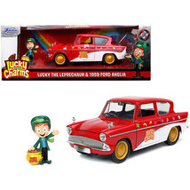1959 Ford Anglia Red and White with Lucky the Leprechaun Diecast Figurine &quot;Lu... - £38.01 GBP