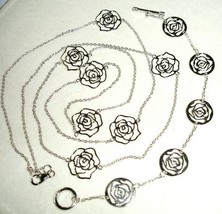 Pierced Roses Sterling Silver Necklace &amp; Bracelet 2 PC. Jewelry Set by Lenox New - £46.53 GBP